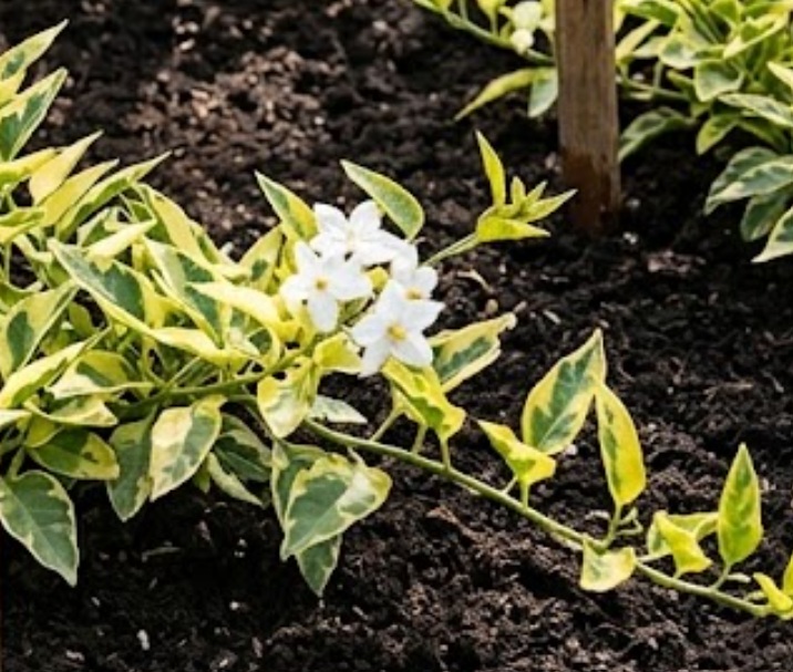 Solanum laxum 'Album Aureovariegatum'